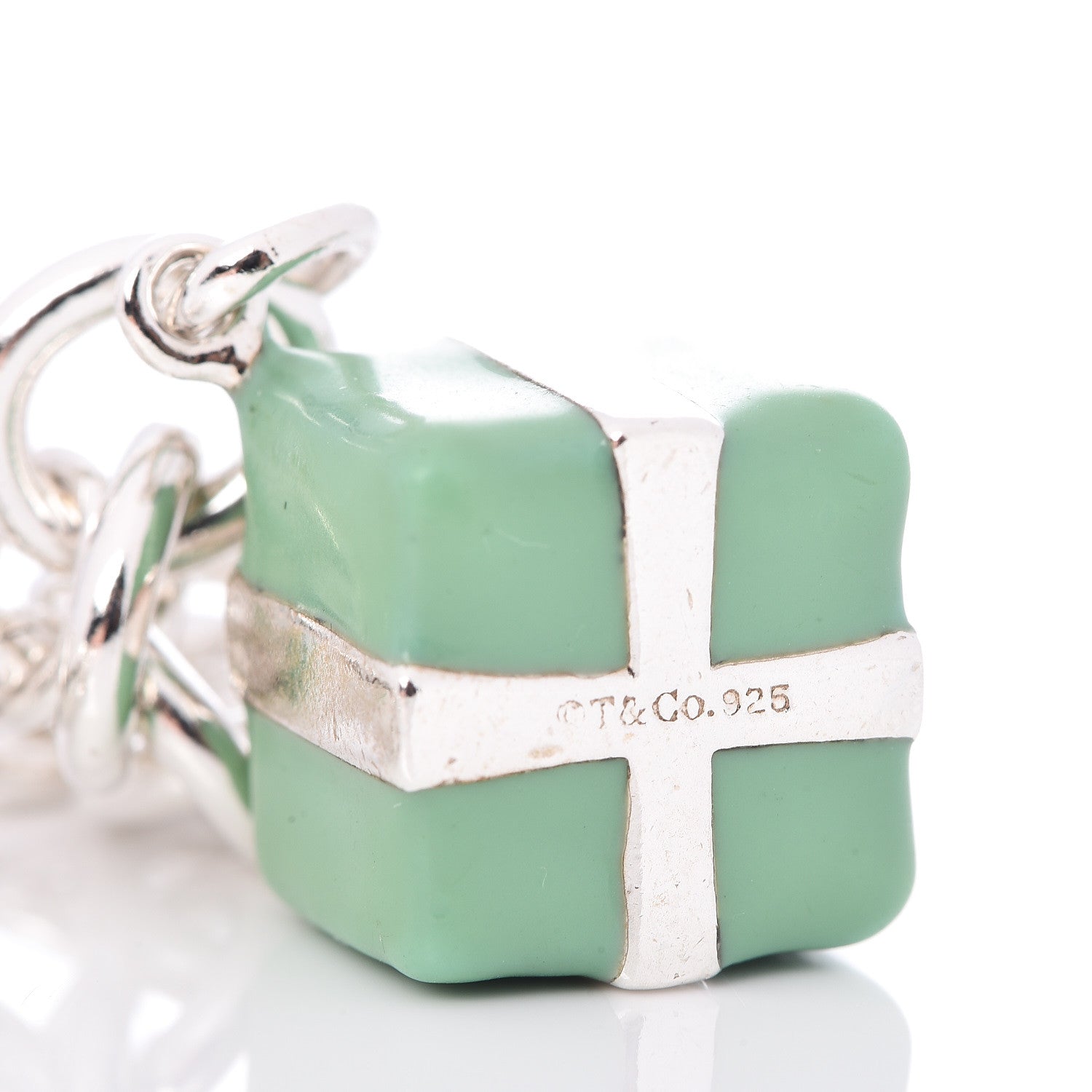 Tiffany Sterling Silver Enamel Blue Box Charm Bracelet 4 of 4