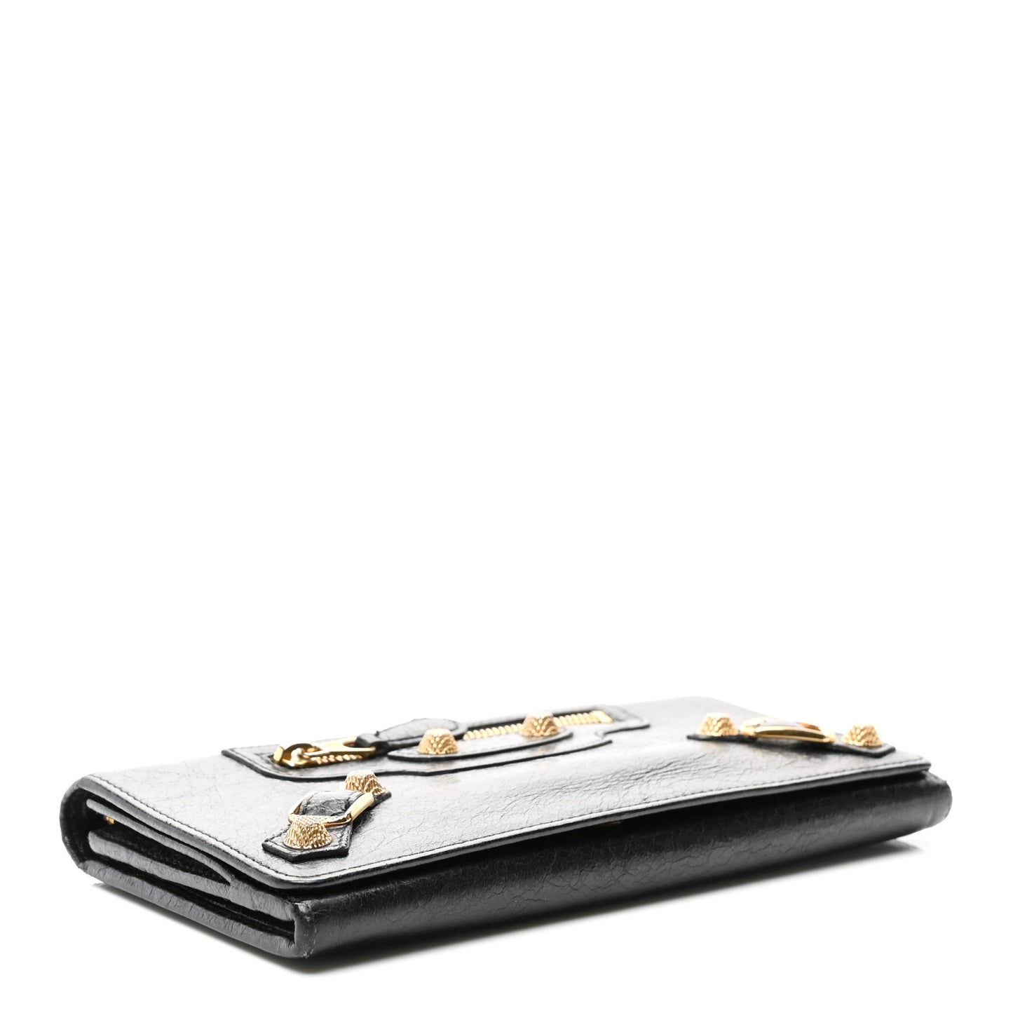 Agneau Giant 12 Gold Hardware Money Wallet Black