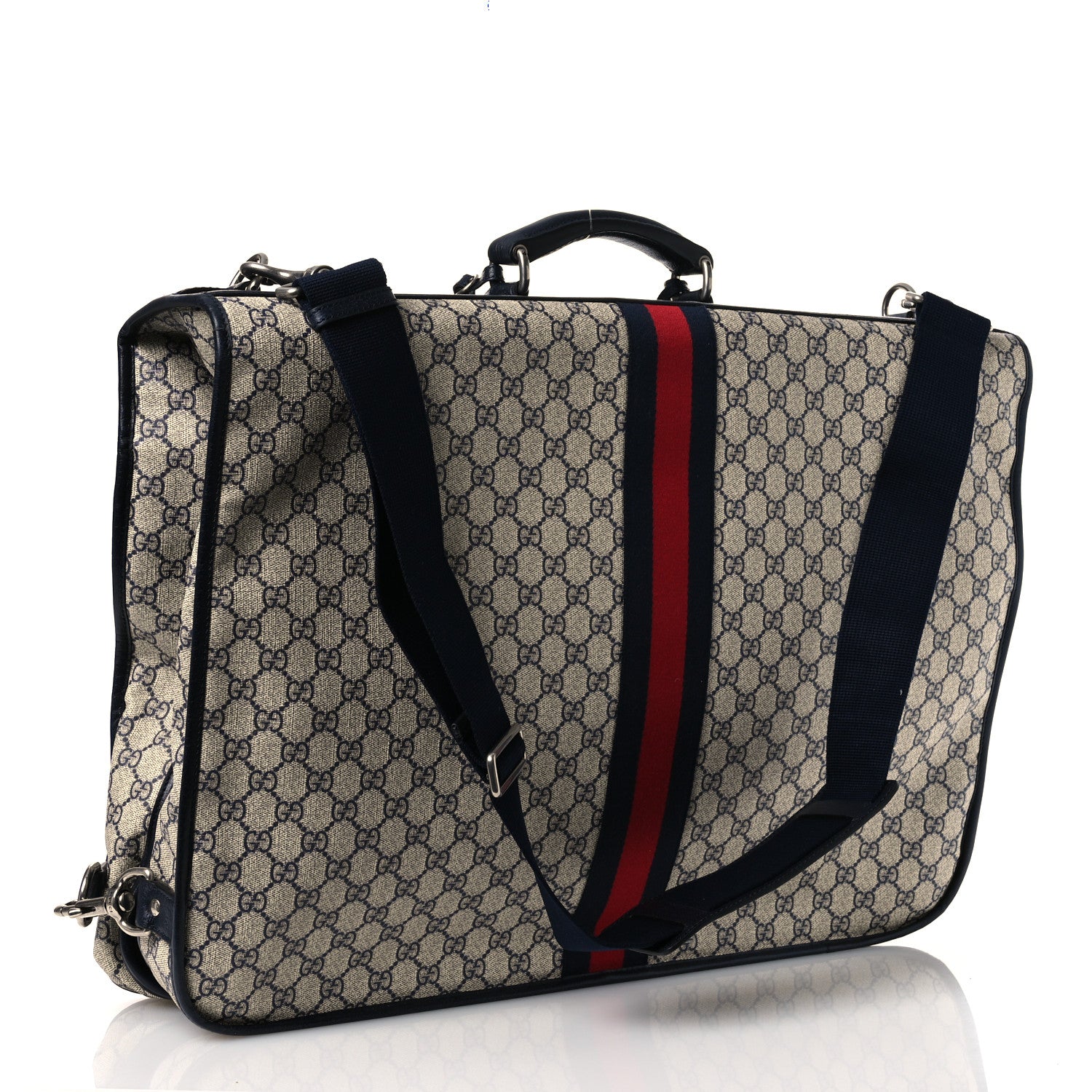 Gucci GG Supreme Monogram Web Savoy Garment Bag Beige Blue 2 of 10