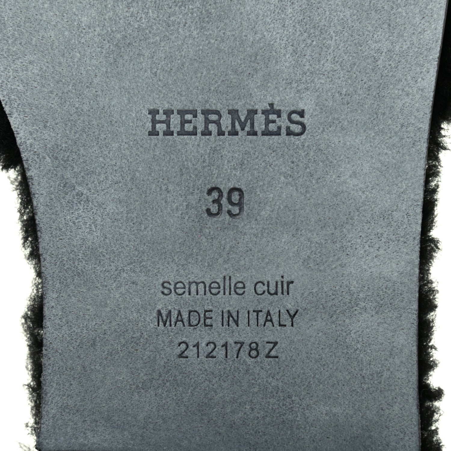 Hermes Woolskin Oran Sandals 39 Black 6 of 8