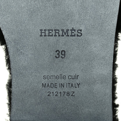 Hermes Woolskin Oran Sandals 39 Black 6 of 8