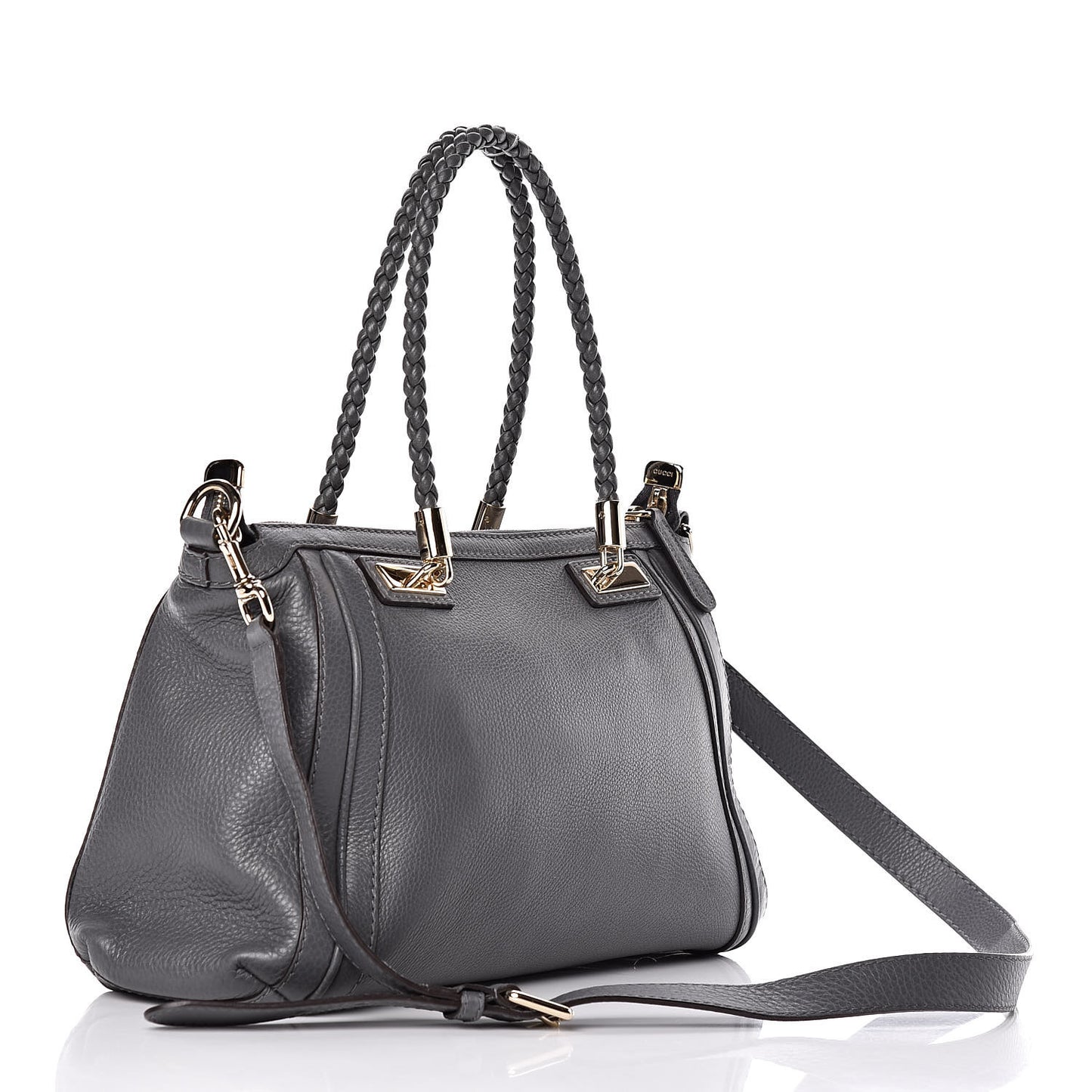 Pebbled Calfskin Small Bella Top Handle Bag Gray