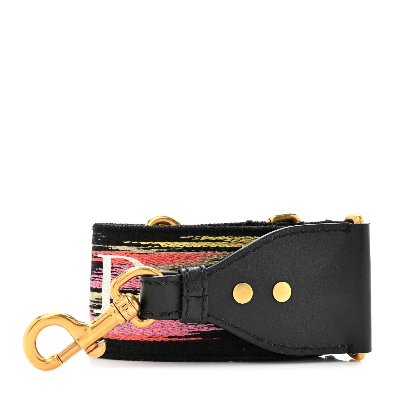Christian Dior Canvas Embroidered Shoulder Strap Black Multicolor 1 of 6