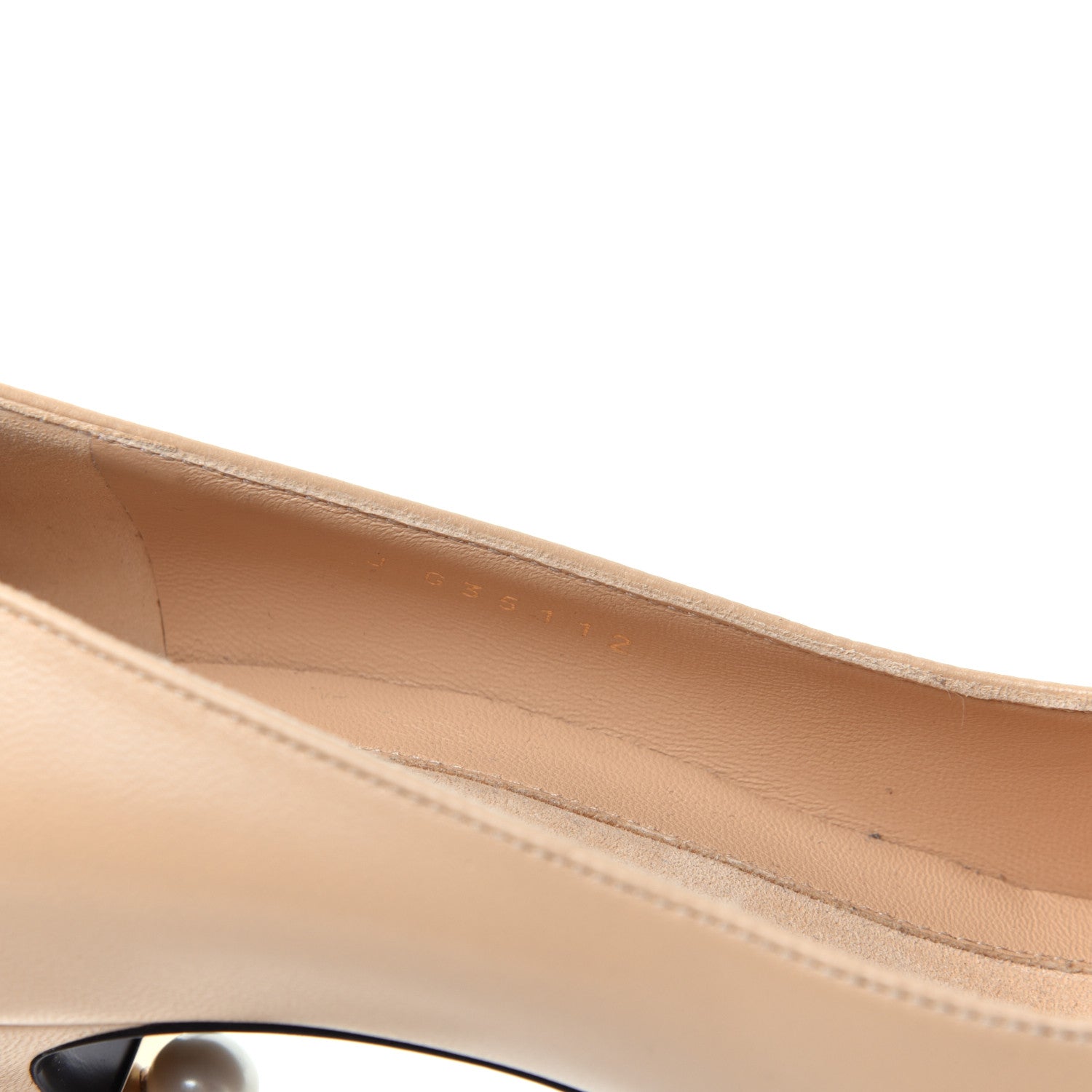 Chanel Lambskin Patent Cap Toe Pearl Pumps 37.5 Beige Black 8 of 13