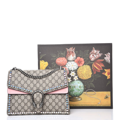 Gucci GG Supreme Monogram Suede Crystal Medium Dionysus Shoulder Bag Beige Ebony Light Peonia 8 of 8