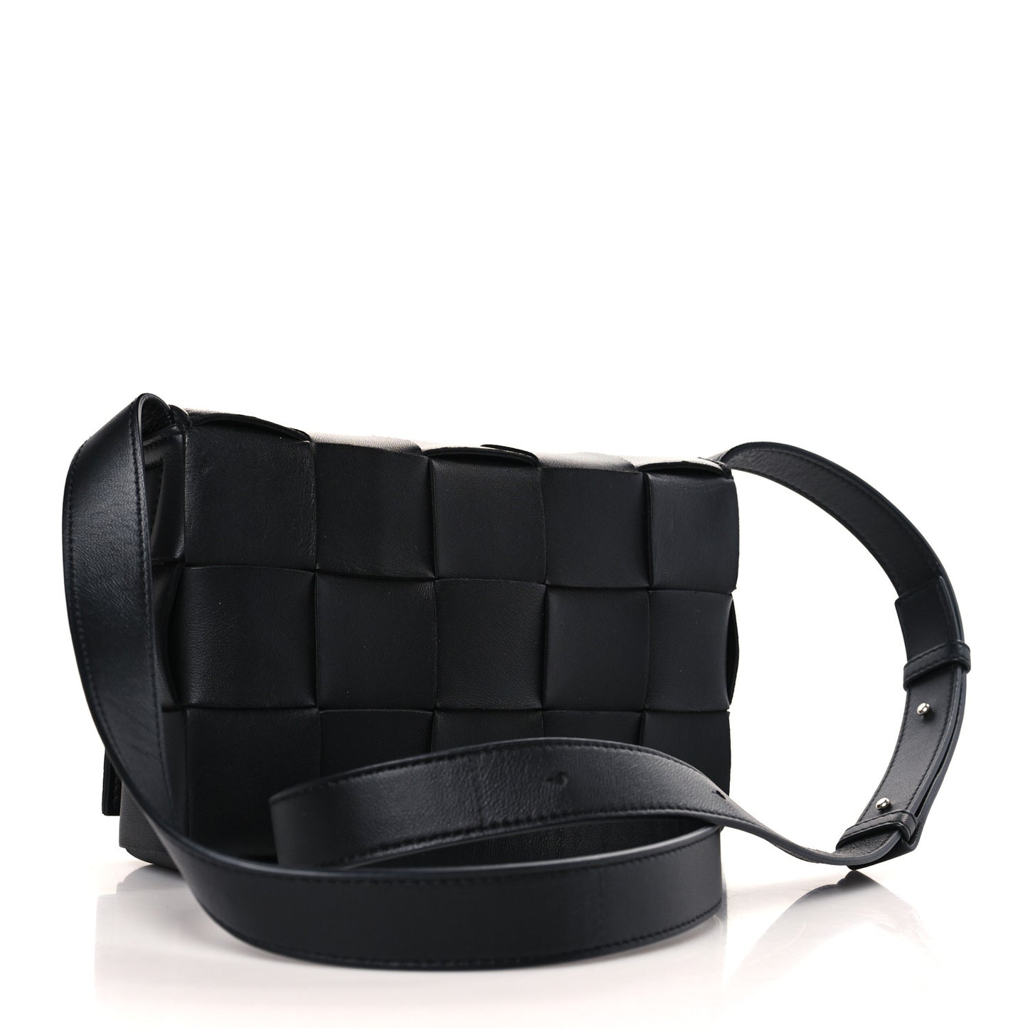 Lambskin Maxi Intreccio Small Cassette Crossbody Bag Black