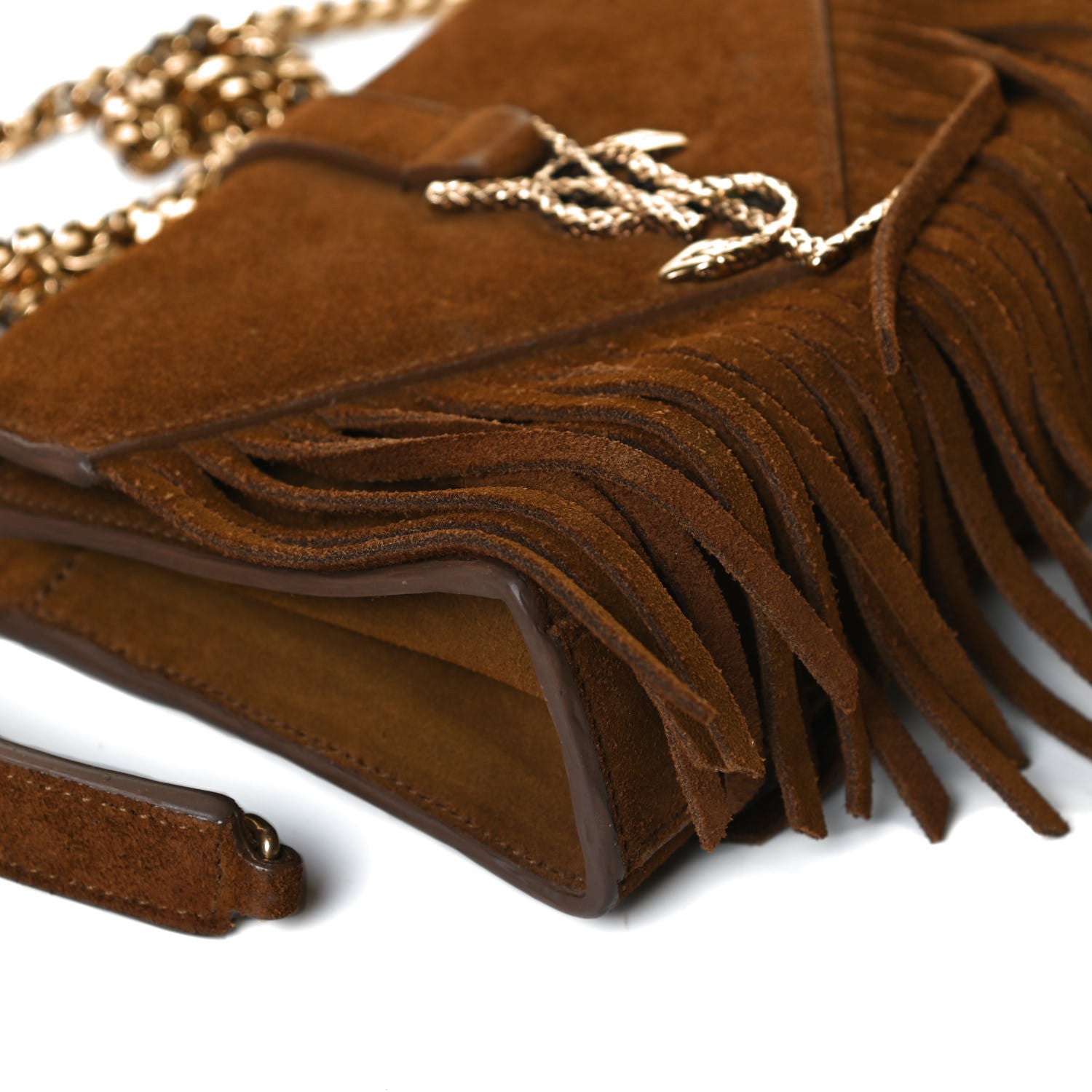 Saint Laurent Suede Fringe Baby Monogram Satchel Light Ocre 12 of 15
