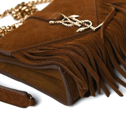 Saint Laurent Suede Fringe Baby Monogram Satchel Light Ocre 12 of 15