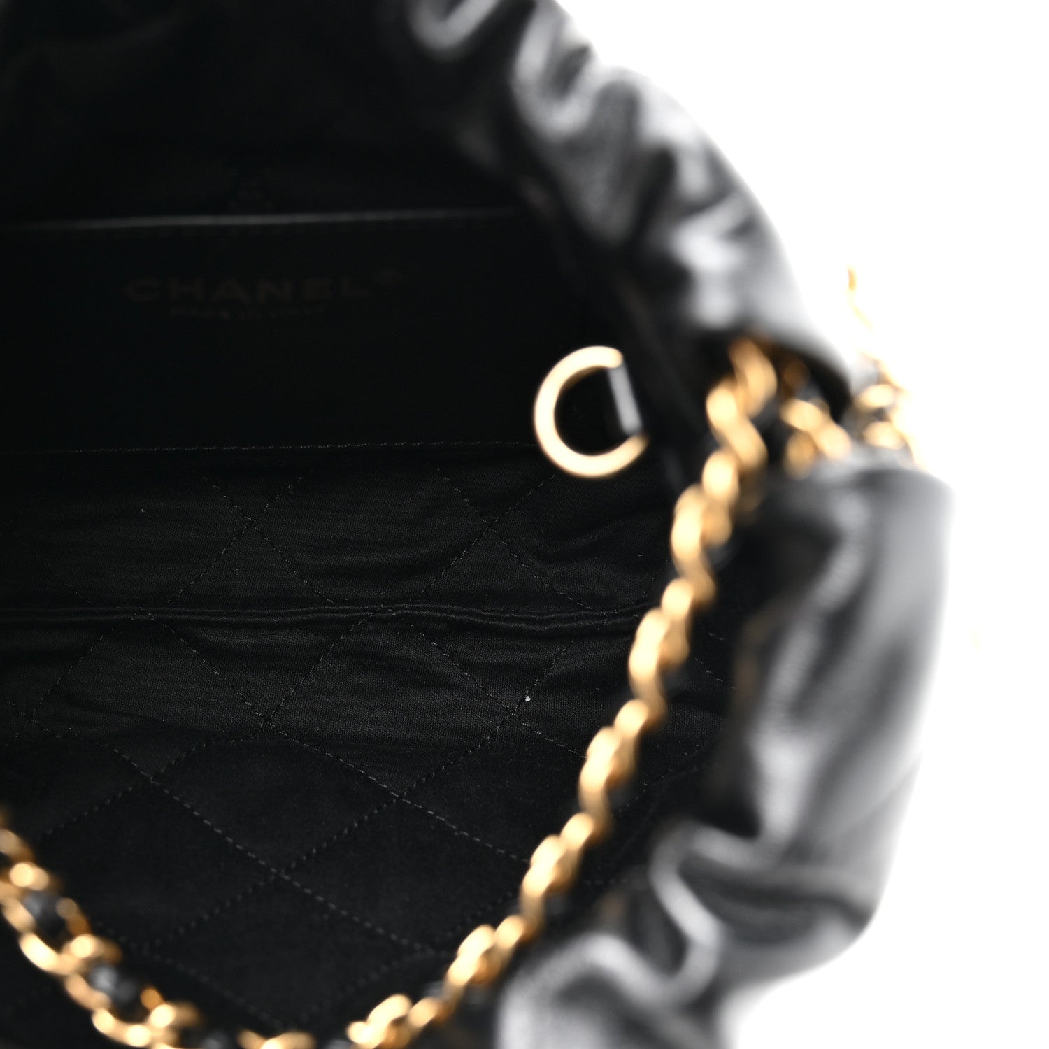 Chanel Shiny Calfskin Quilted Pearl CC Chain Mini Chanel 22 Black 5 of 10
