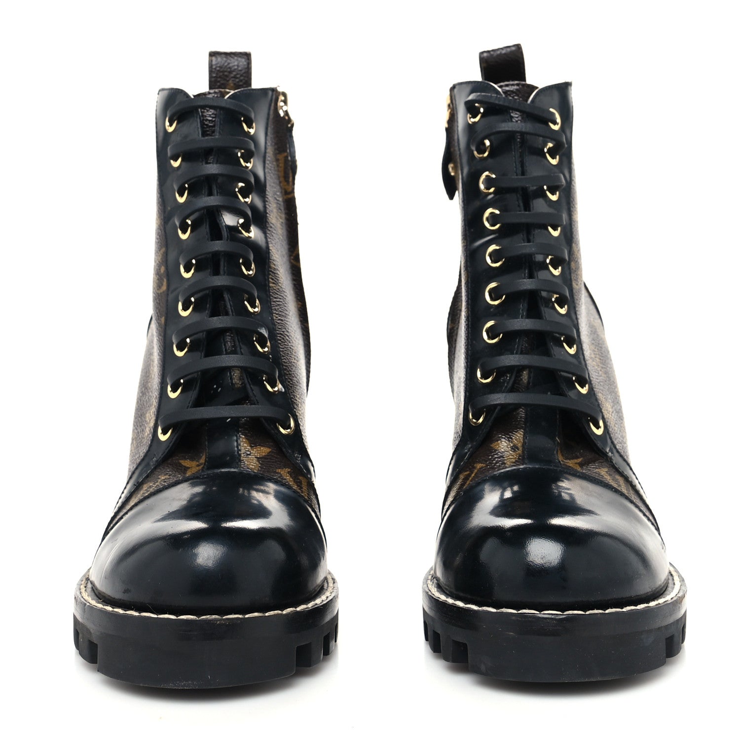 Louis Vuitton Patent Calfskin Monogram Star Trail Ankle Boots 40 Black 2 of 7