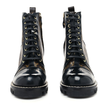 Louis Vuitton Patent Calfskin Monogram Star Trail Ankle Boots 40 Black 2 of 7