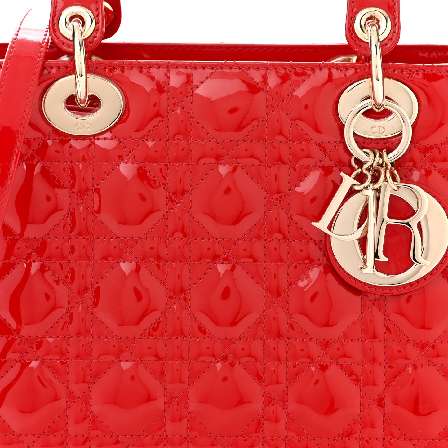 Patent Cannage Medium Lady Dior Red