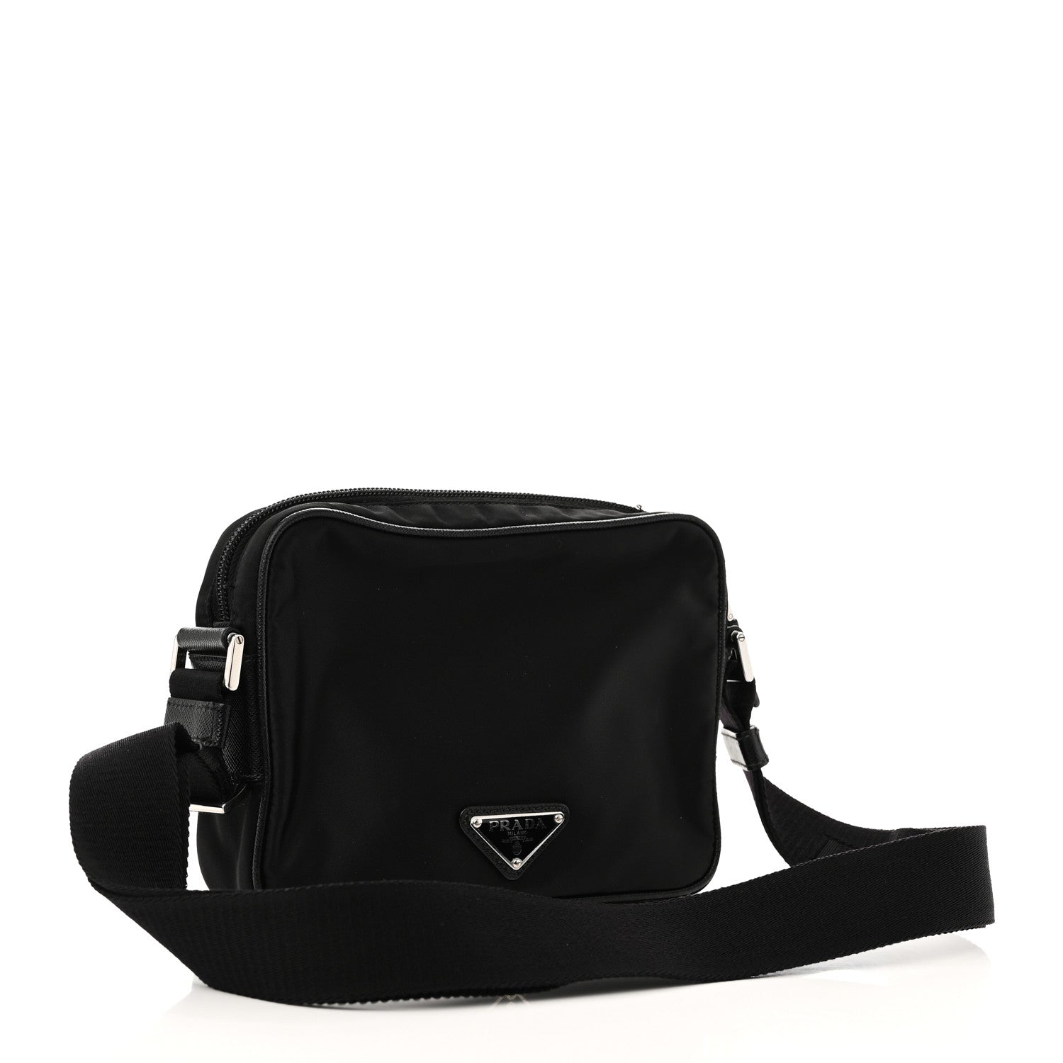 Prada Tessuto Nylon Saffiano Logo Camera Bag Black 3 of 11