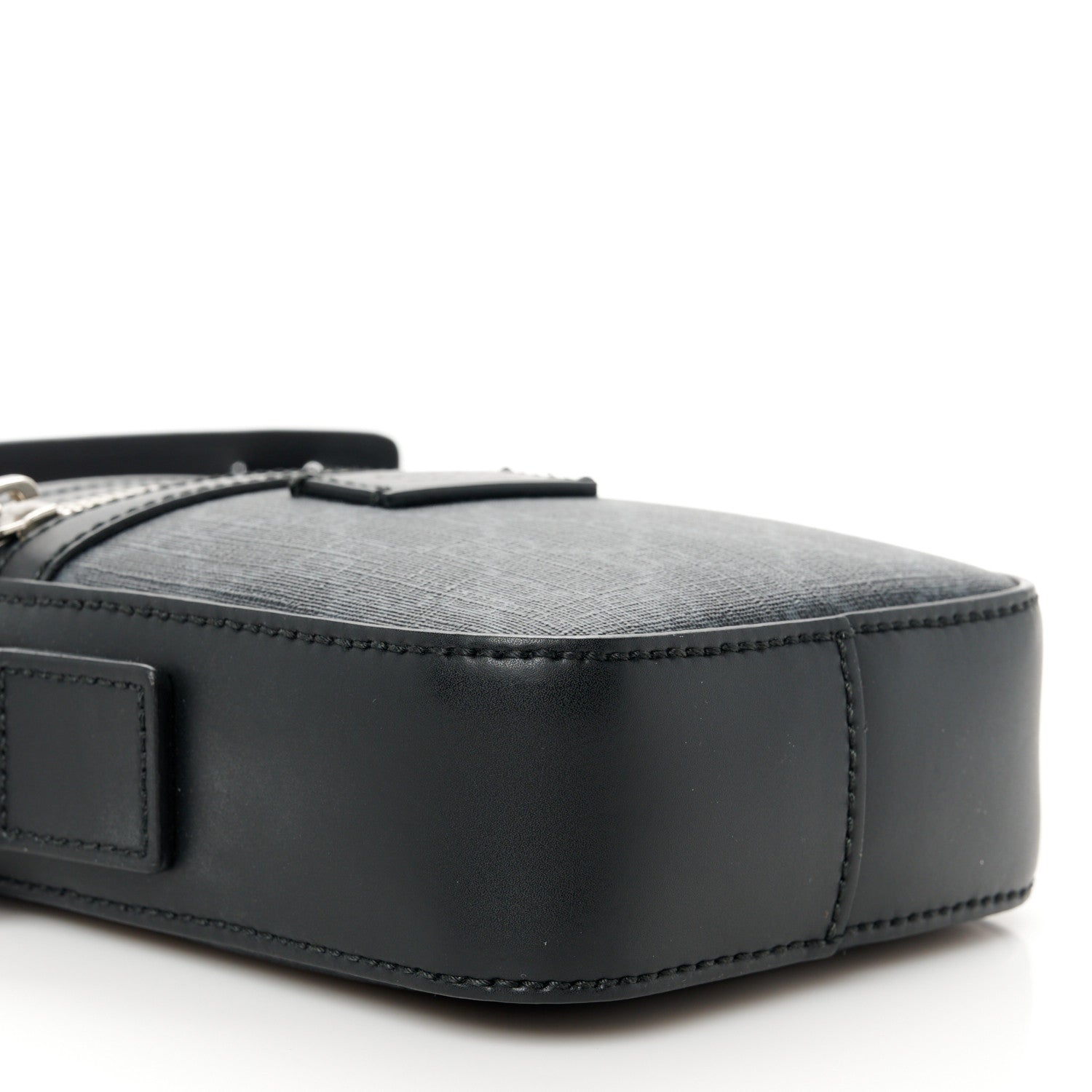 Gucci GG Supreme Monogram Appia Calfskin Web Small Camera Messenger Bag Black Grey 10 of 12