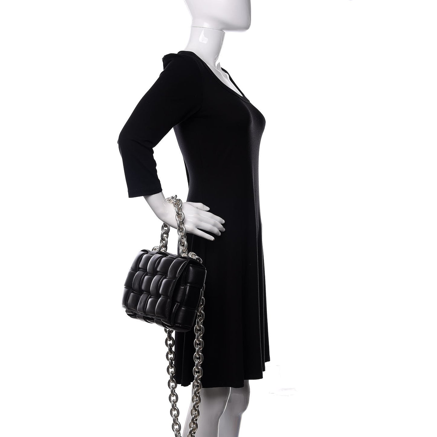 Lambskin Maxi Intreccio Padded Chain Cassette Crossbody Bag Black