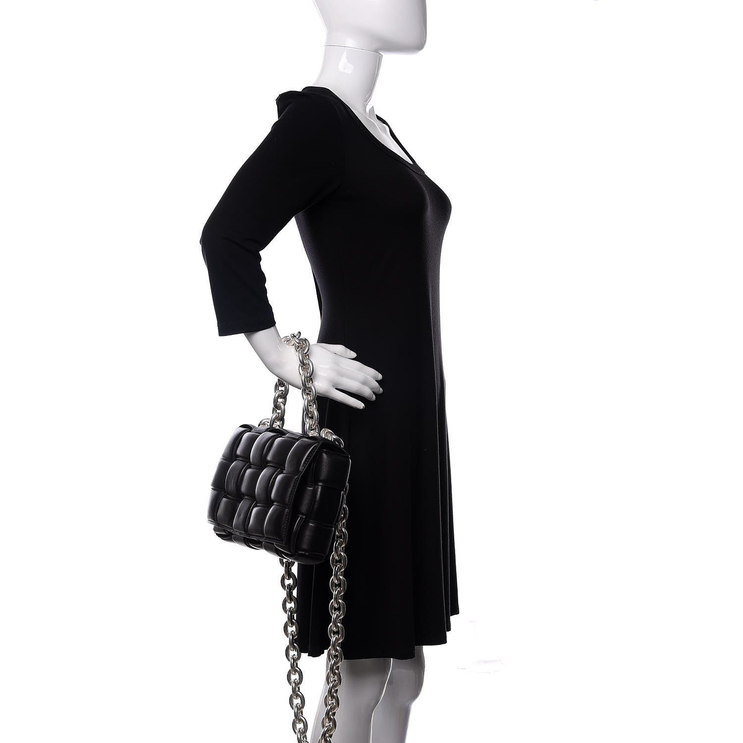 Bottega Veneta Lambskin Maxi Intreccio Padded Chain Cassette Crossbody Bag Black 3 of 10