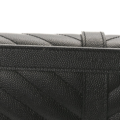 Saint Laurent Grain De Poudre Matelasse Chevron Large Monogram Satchel Black 9 of 9