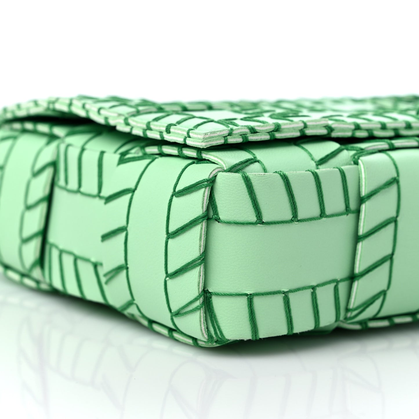 Nappa Maxi Intrecciato Overlock Stitched Cassette Crossbody Bag Parakeet