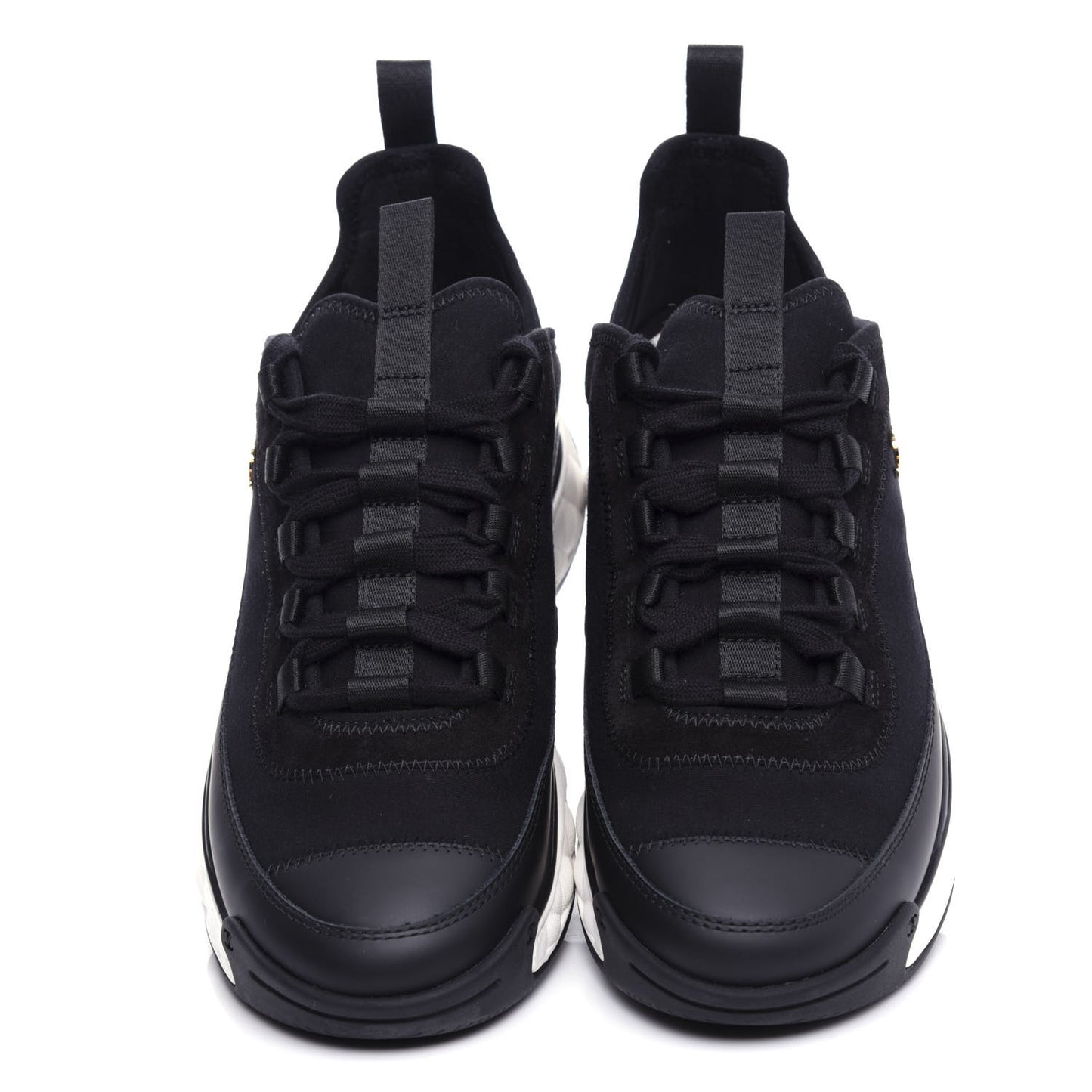 Velvet Calfskin Mixed Fibers CC Sneakers 40 Black