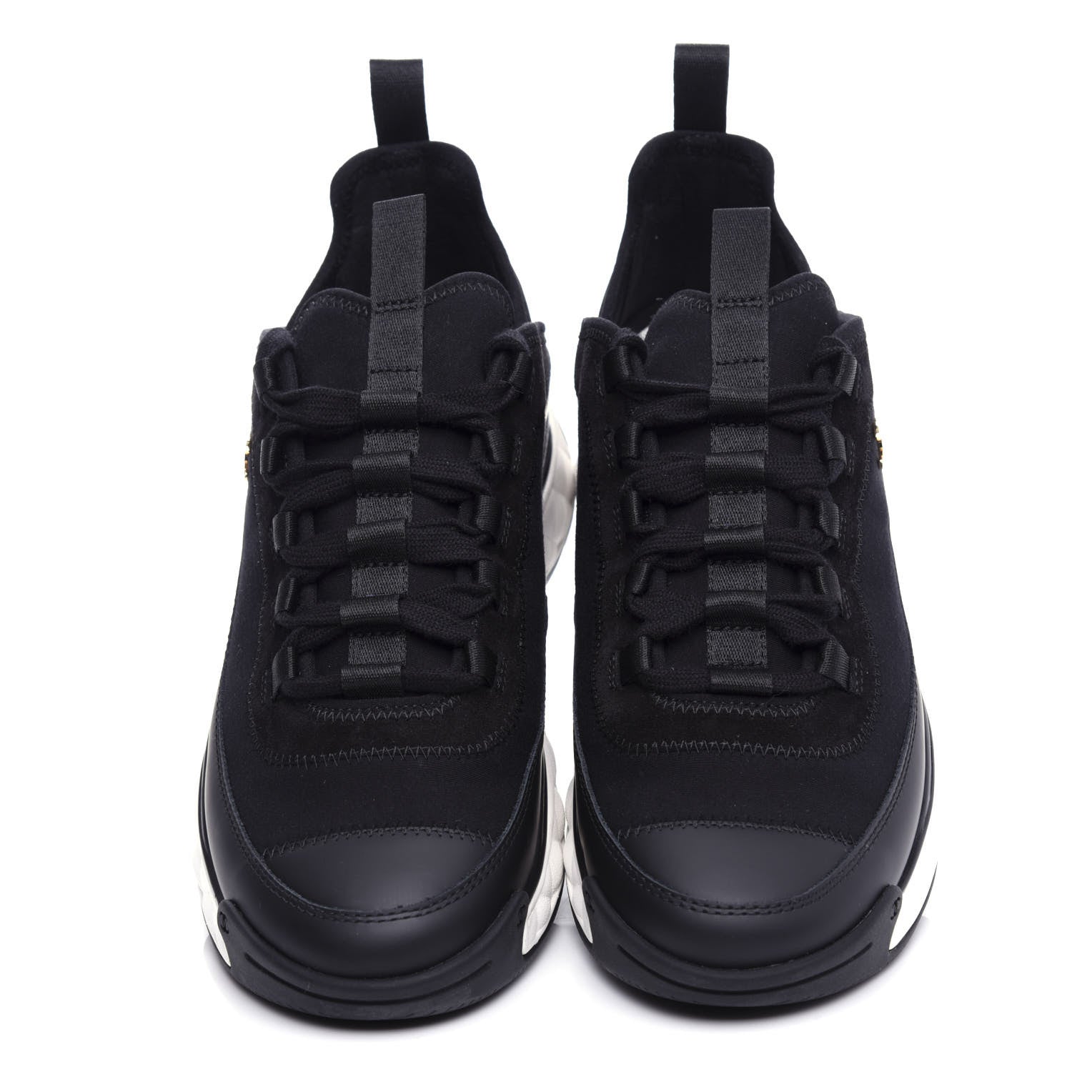 Chanel Velvet Calfskin Mixed Fibers CC Sneakers 40 Black 5 of 10
