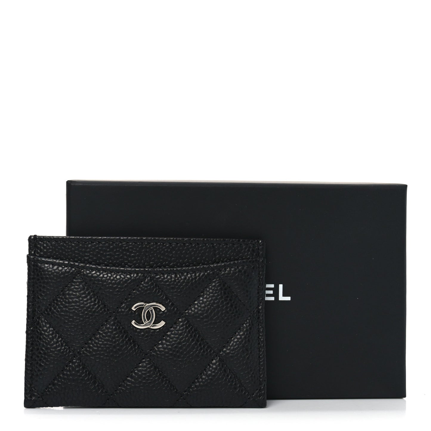 Caviar Quilted Card Holder Black