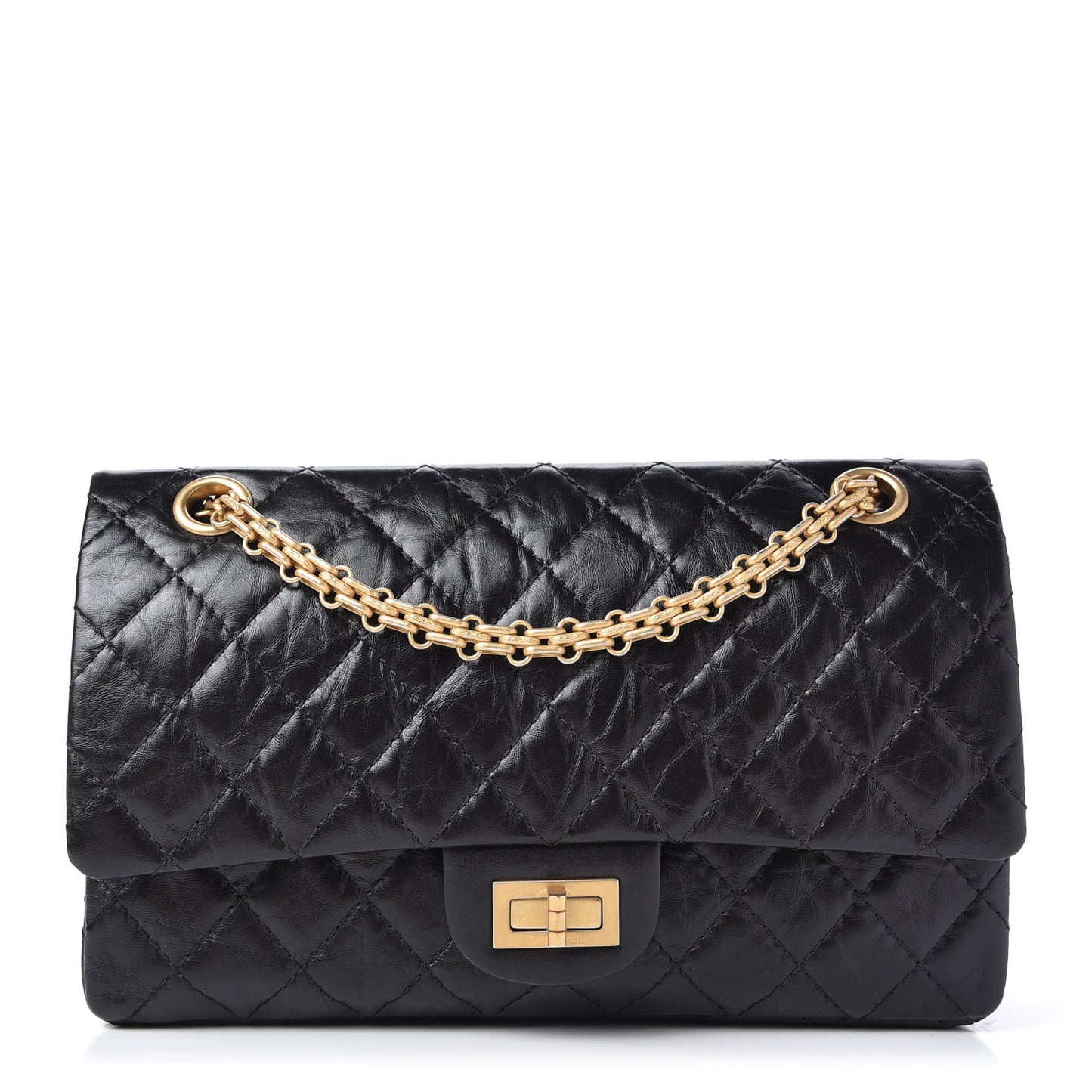 Aged Calfskin Quilted 2.55 Reissue 225 Flap Black