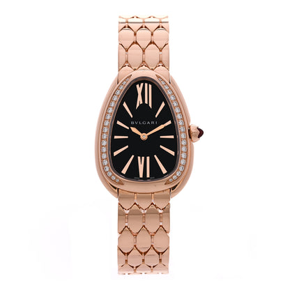 Bulgari 18K Rose Gold Diamond Bezel 33mm Serpenti Seduttori Quartz Watch Black 1 of 5