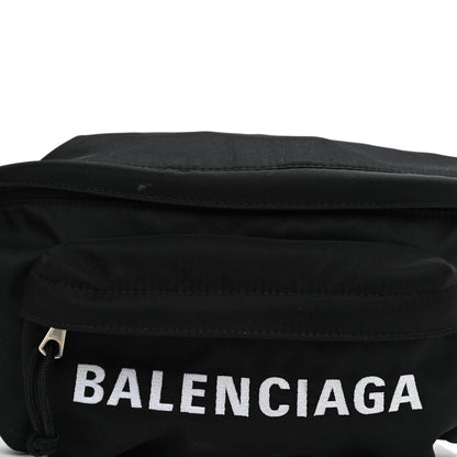 Balenciaga Recycled Sport Nylon Logo Embroidered Wheel Beltpack Black 7 of 9
