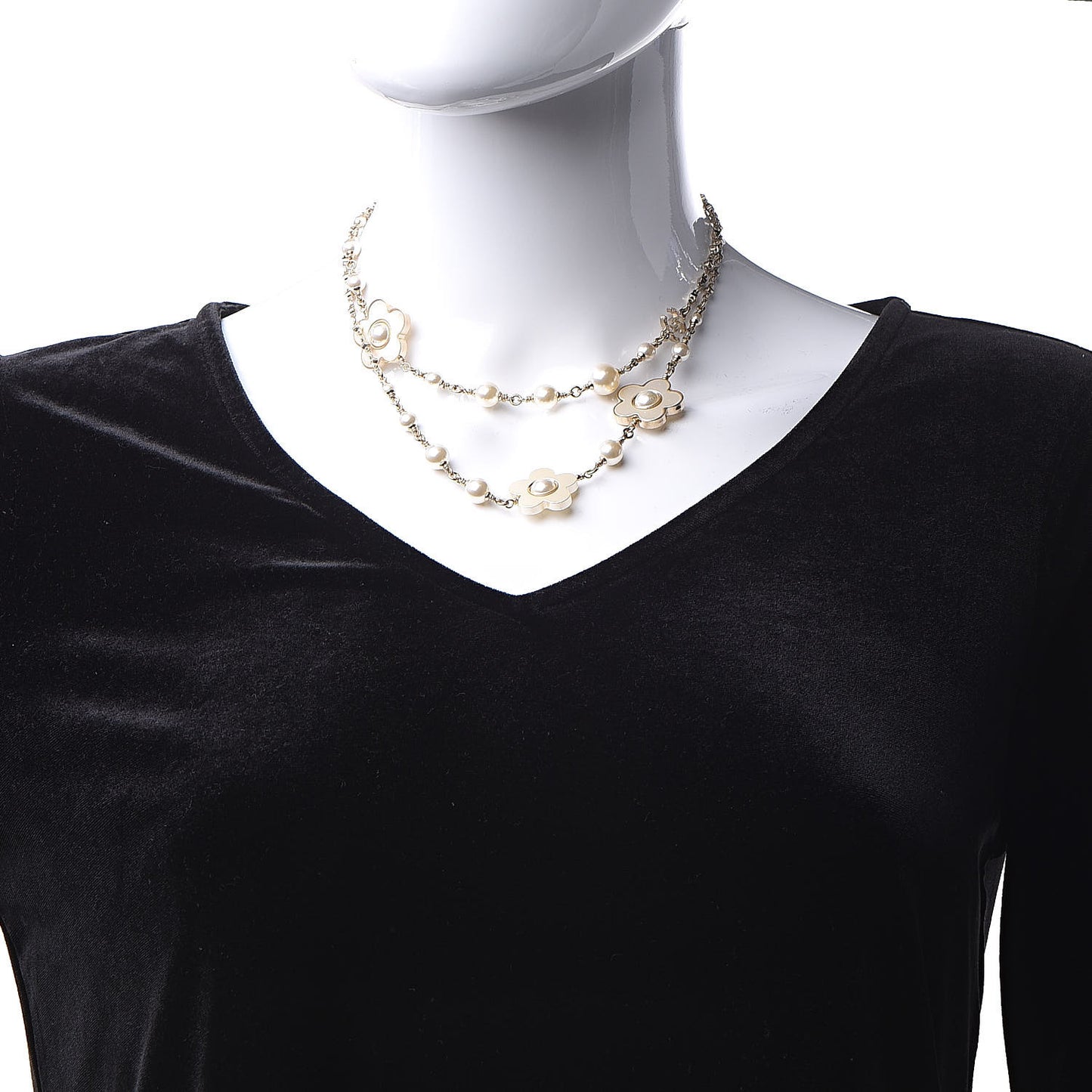 Pearl Flower CC Necklace Gold