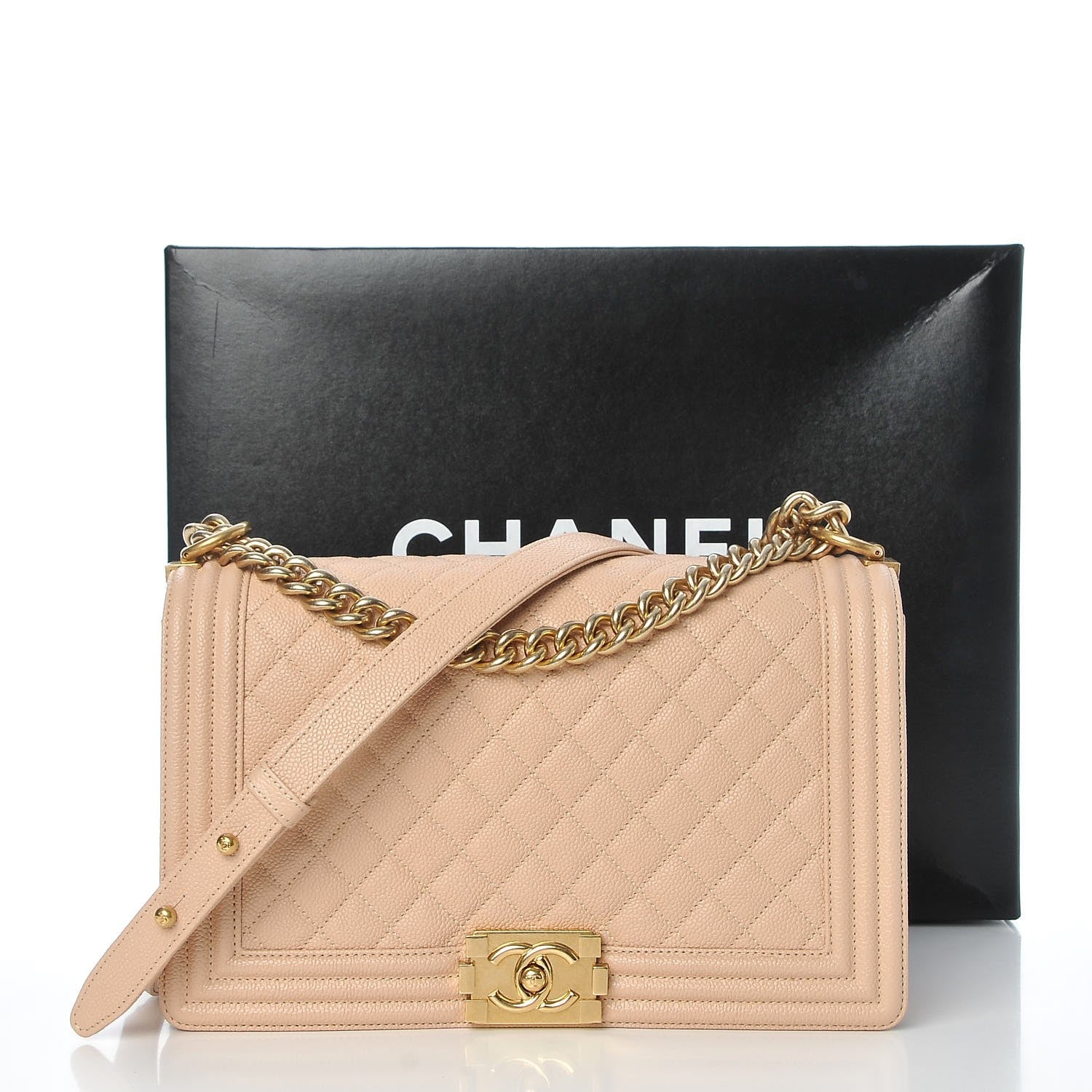 Chanel Caviar Quilted New Medium Boy Flap Beige Clair 8 of 8