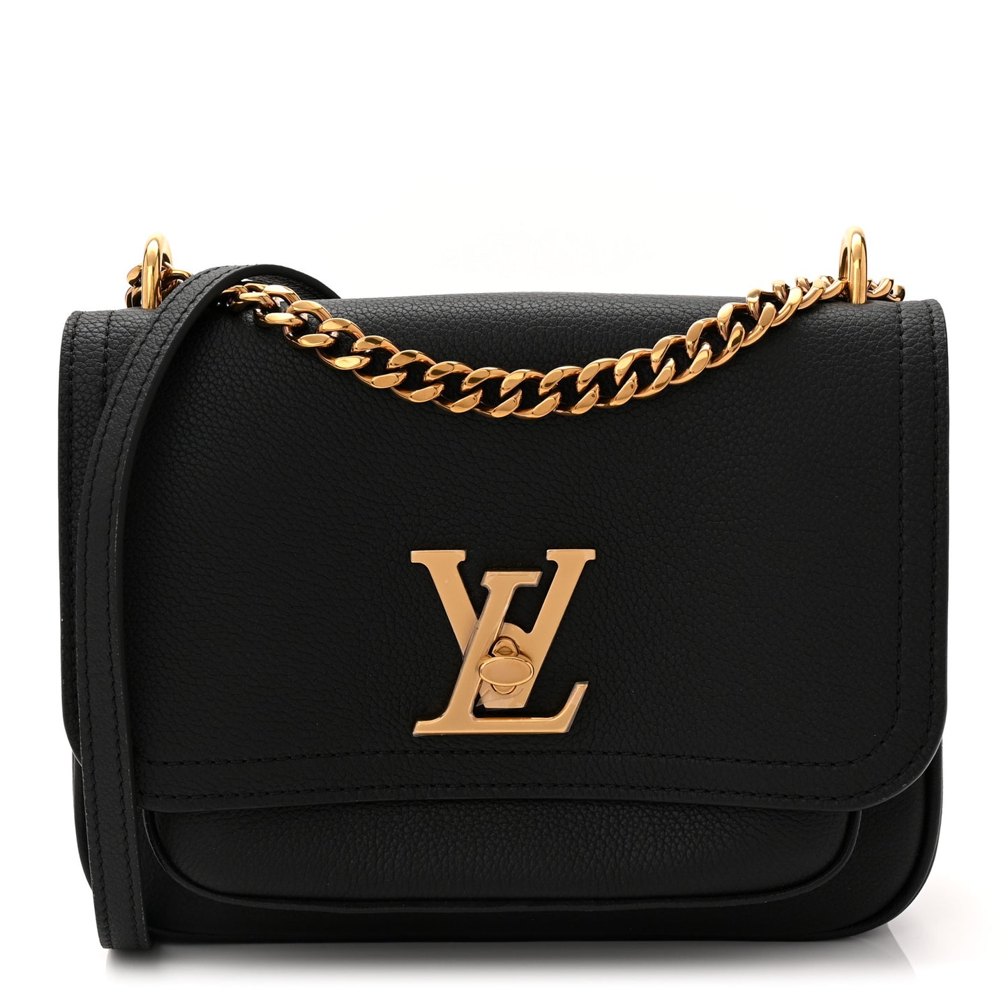 Grained Calfskin Lockme Chain Bag PM Black