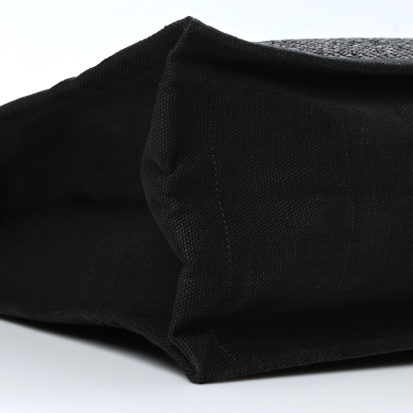 Raffia Linen Calfskin Rive Gauche Tote Black
