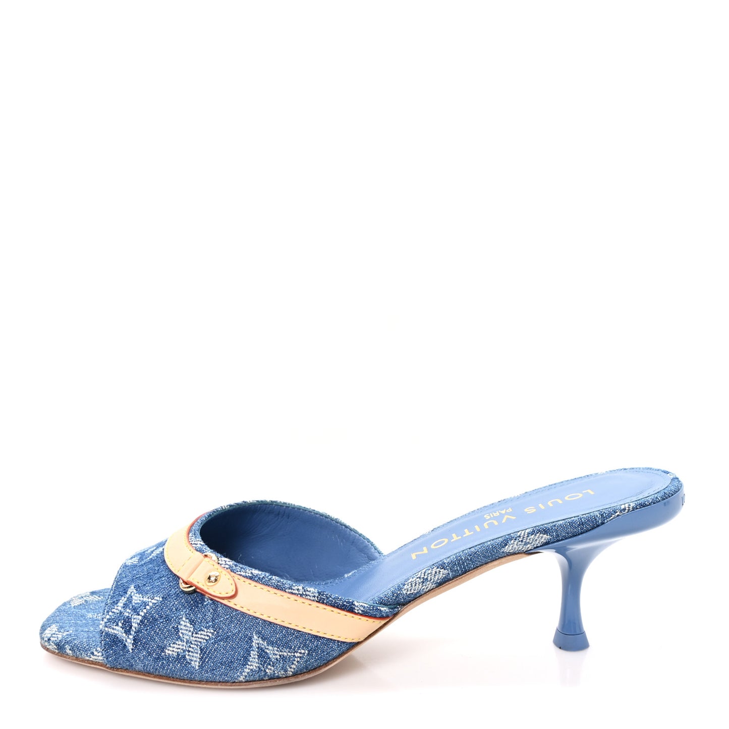 Monogram Denim 6AM Mules 37 Light Blue