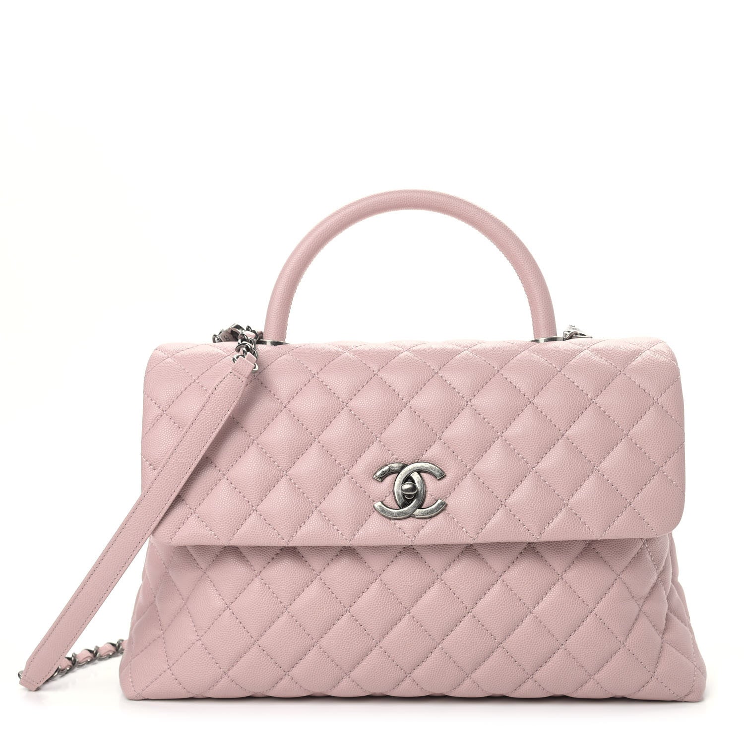 Chanel Caviar Quilted Medium Coco Handle Flap Light Pink 1 of 14