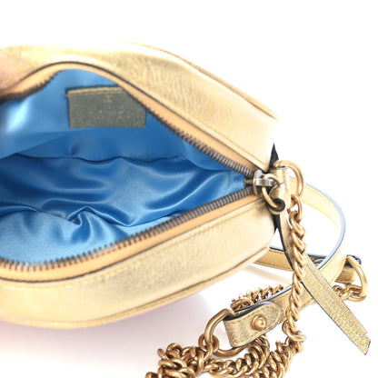 Gucci Metallic Calfskin Matelasse Mini GG Marmont Round Shoulder Bag Gold Pink 5 of 9