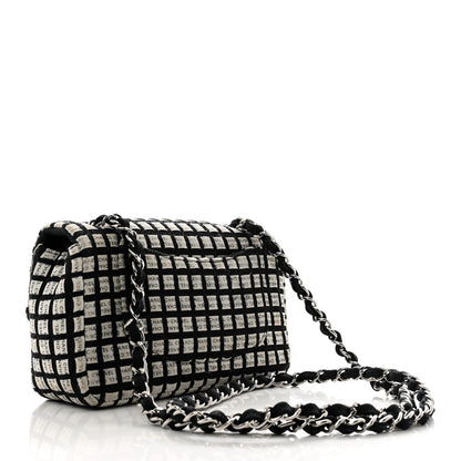 Chanel Ribbon Tweed Mini Rectangular Flap Black Ivory 3 of 11