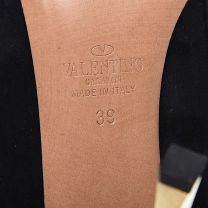 Valentino Garavani Suede Stretch Pointed Toe Mid Calf Boots 39 Black 6 of 8