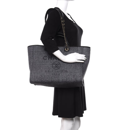 Chanel Woven Straw Raffia Medium Deauville Tote Grey 2 of 10