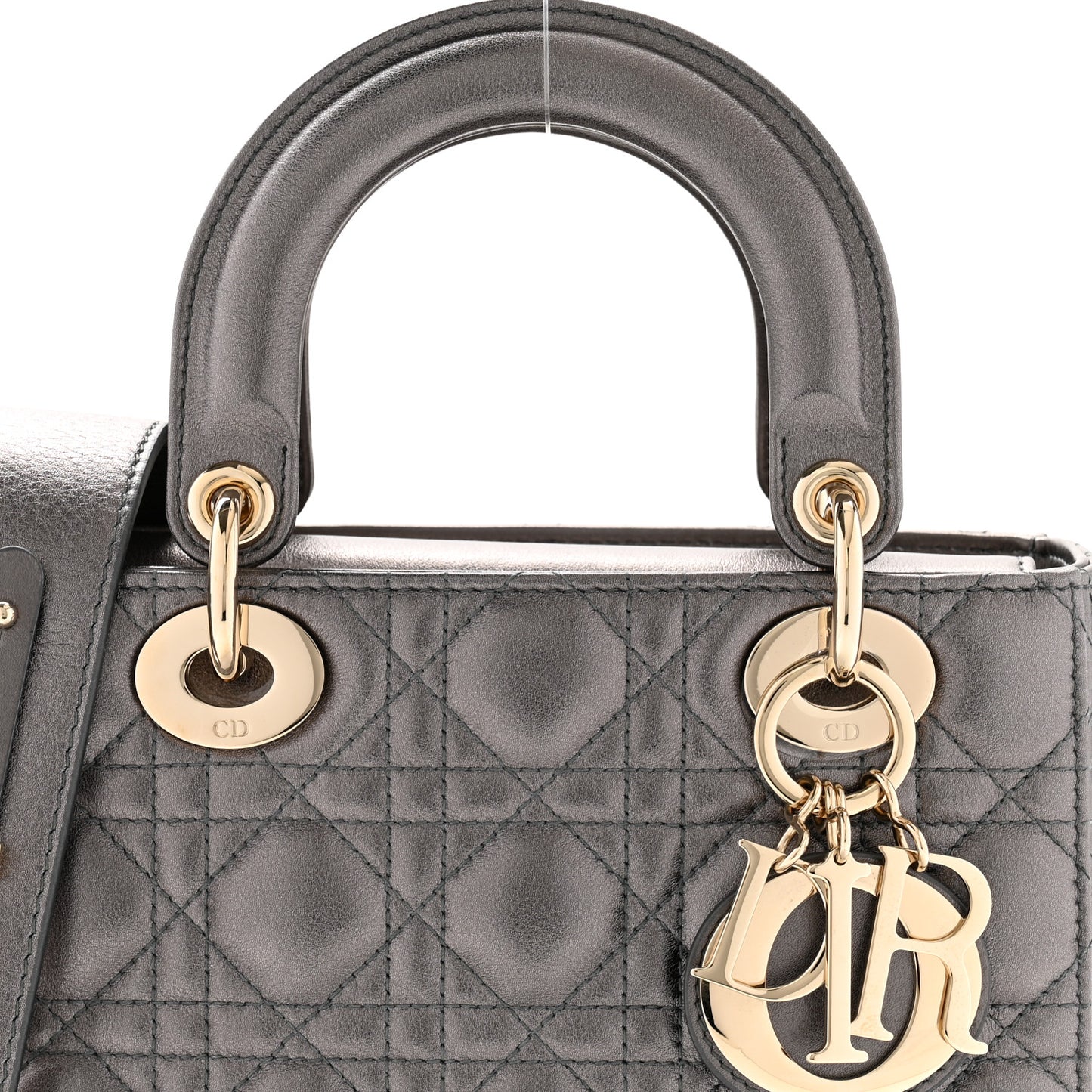 Metallic Grained Calfskin Cannage Small My ABC Lady Dior Gunmetal