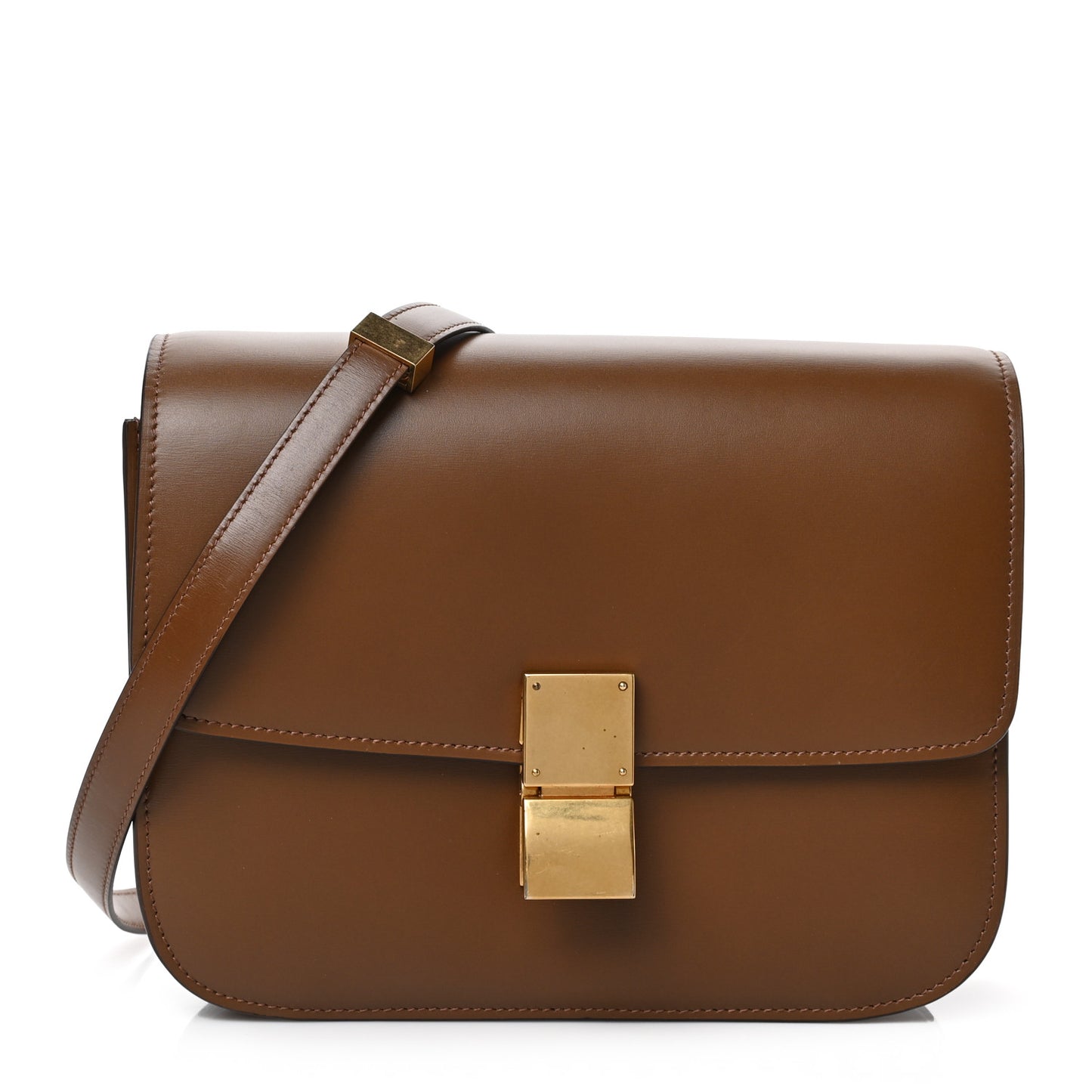 Liege Calfskin Medium Classic Box Flap Bag Camel
