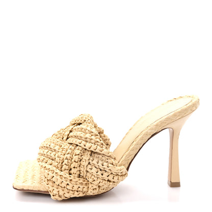 Bottega Veneta Raffia Intrecciato Lido Mule 90 Sandals 36 Cane Sugar 1 of 9