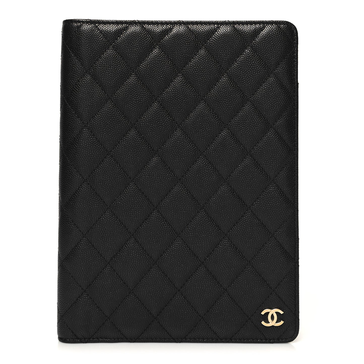 Caviar Quilted Large Agenda Cover Black