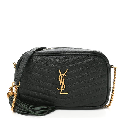 Saint Laurent Grain De Poudre Matelasse Monogram Mini Lou Camera Bag New Vert Fonce 1 of 10