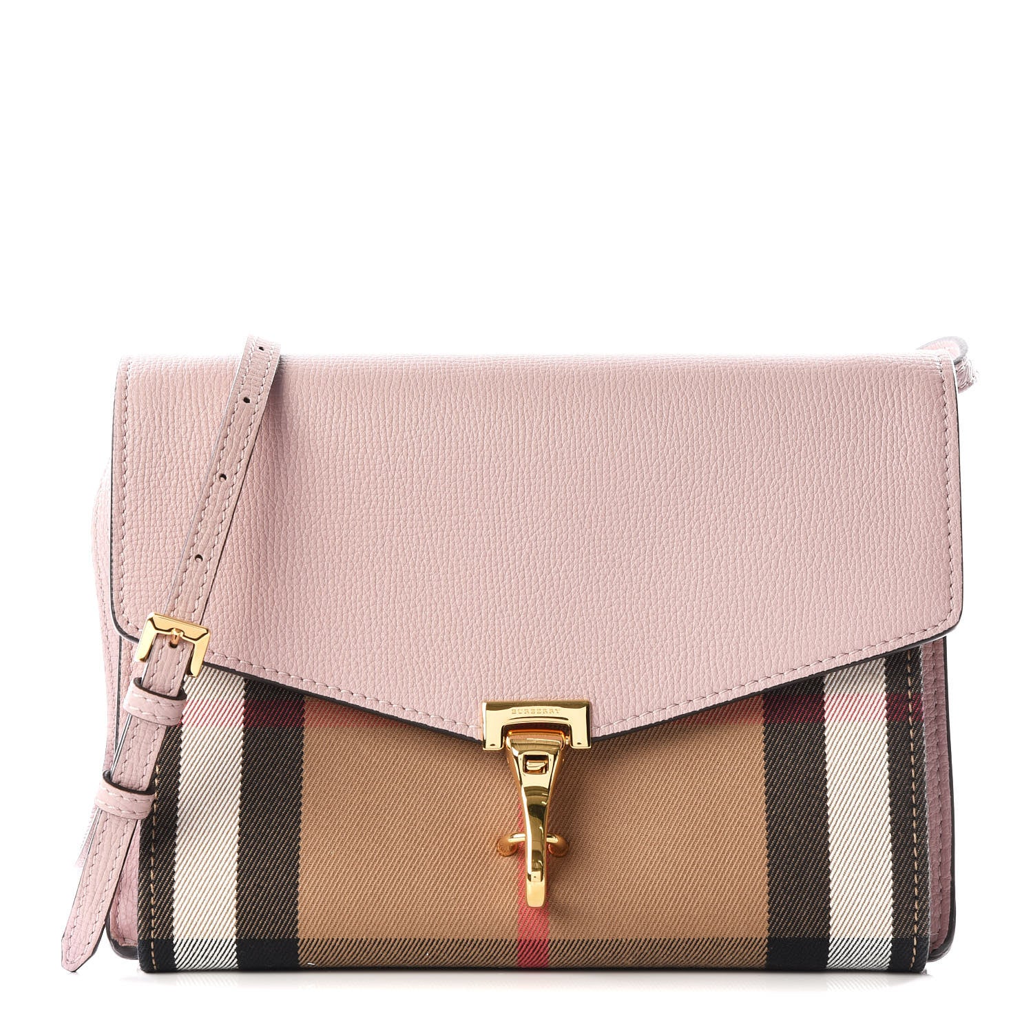 Burberry Derby Calfskin House Check Small Macken Crossbody Bag Pale Orchid 1 of 12
