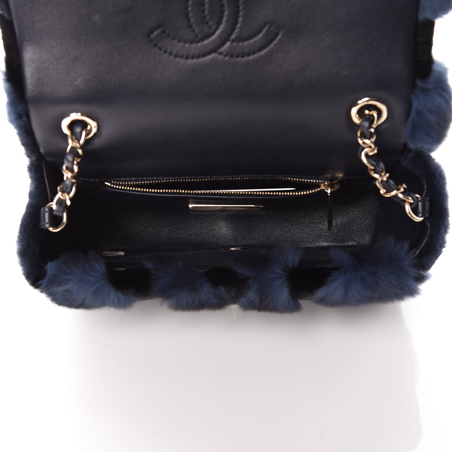 Orylag Lambskin Chevron Mini Rectangular Flap Blue