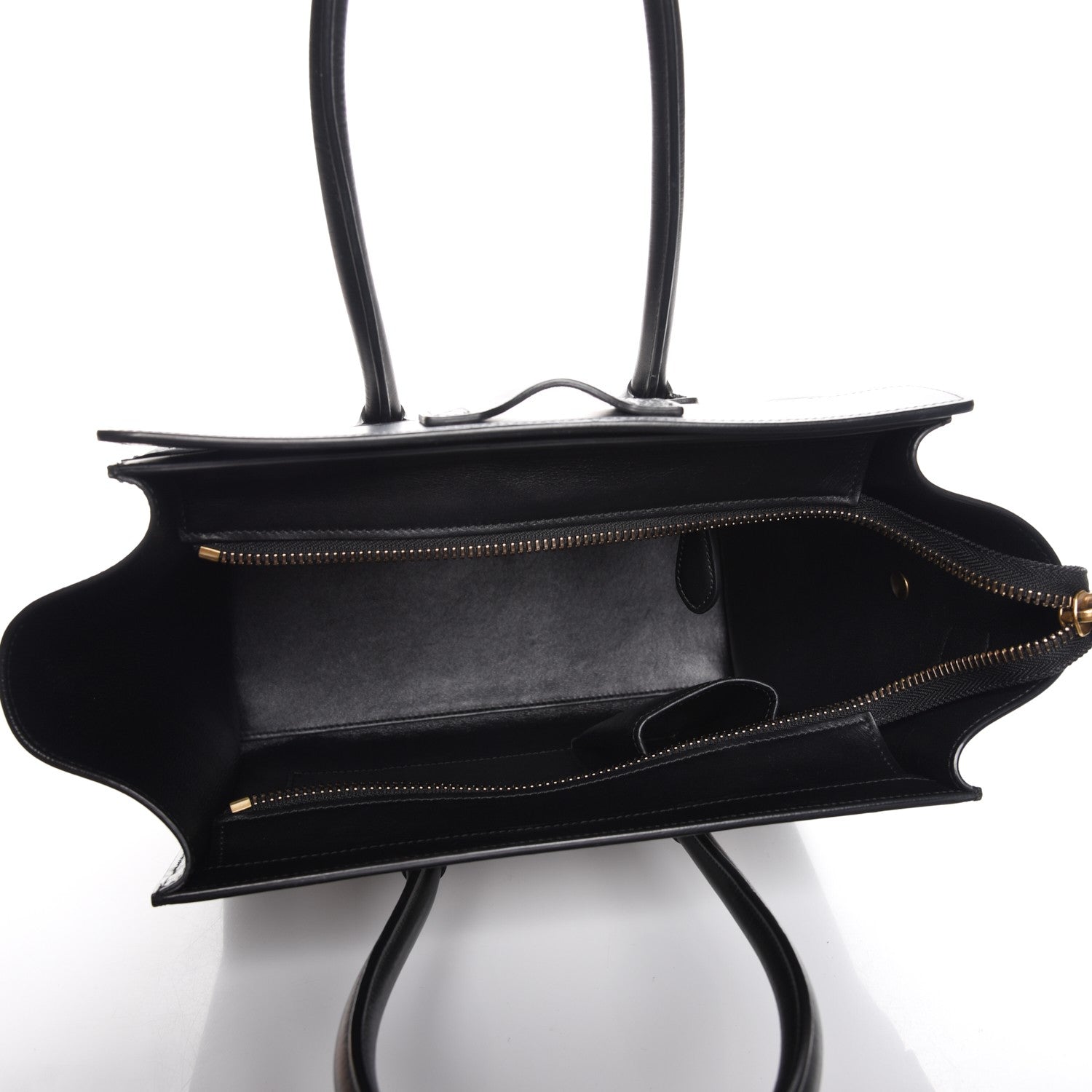 Celine Calfskin Shrunken Lambskin Micro Bi-Color Luggage Black White 5 of 7