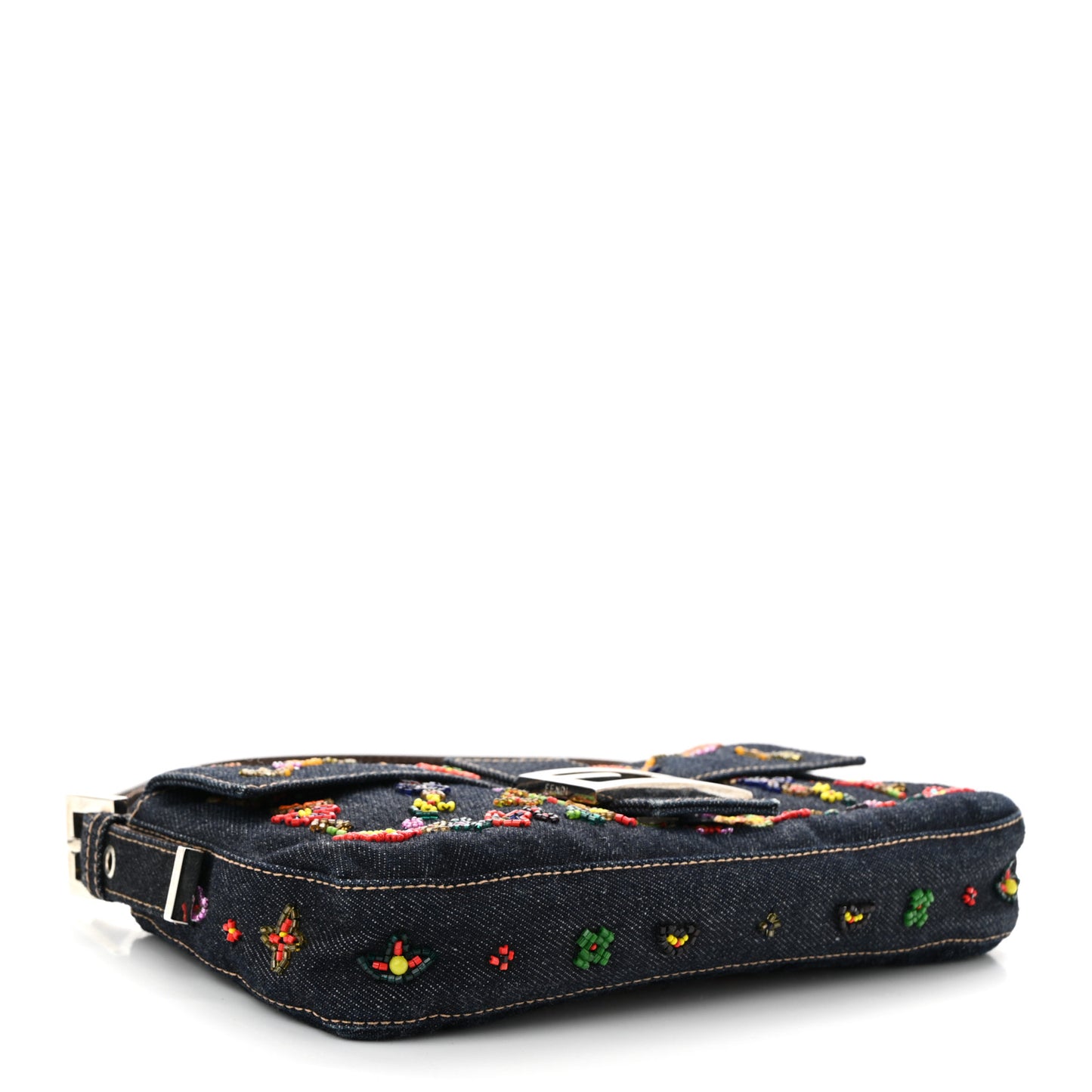 Denim Ricami Beaded Baguette Blue