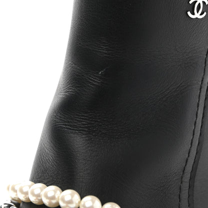 Chanel Calfskin Pearl Cap Toe Short Boots 37 Black 12 of 15