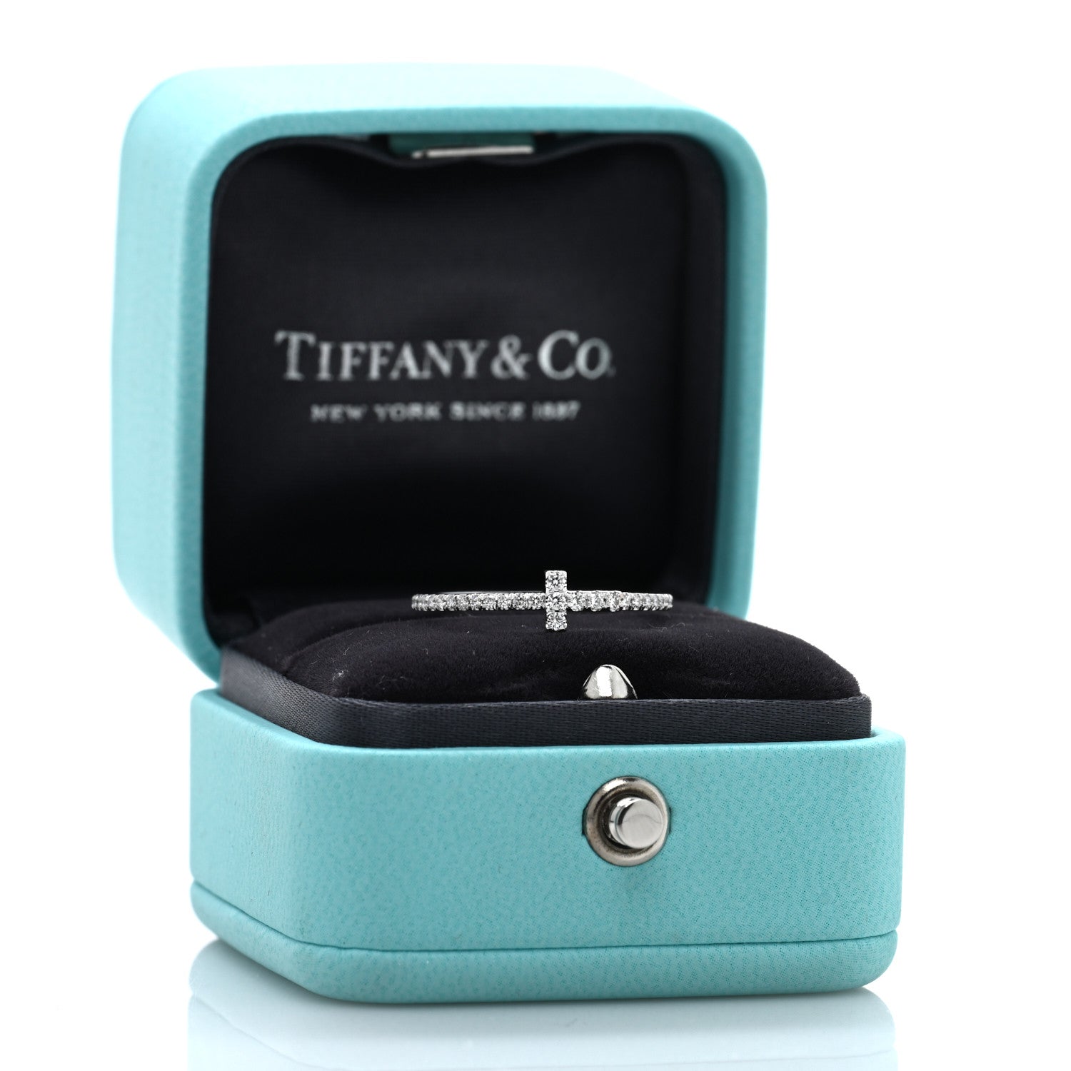 Tiffany 18K White Gold Diamond T Wire Pave Ring 54 7 5 of 5