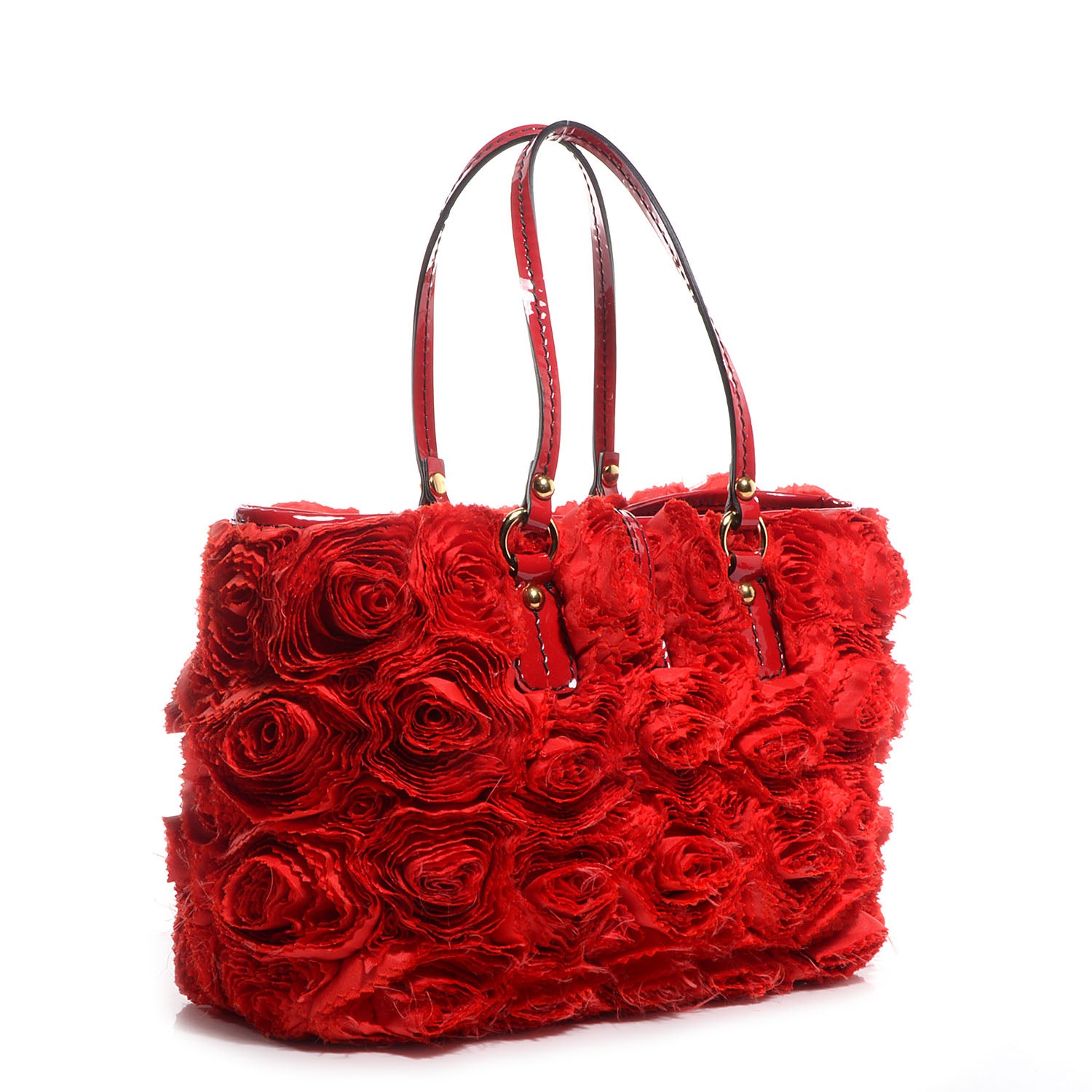 Valentino Garavani Silk Georgette Rosier Small Tote Red 76137